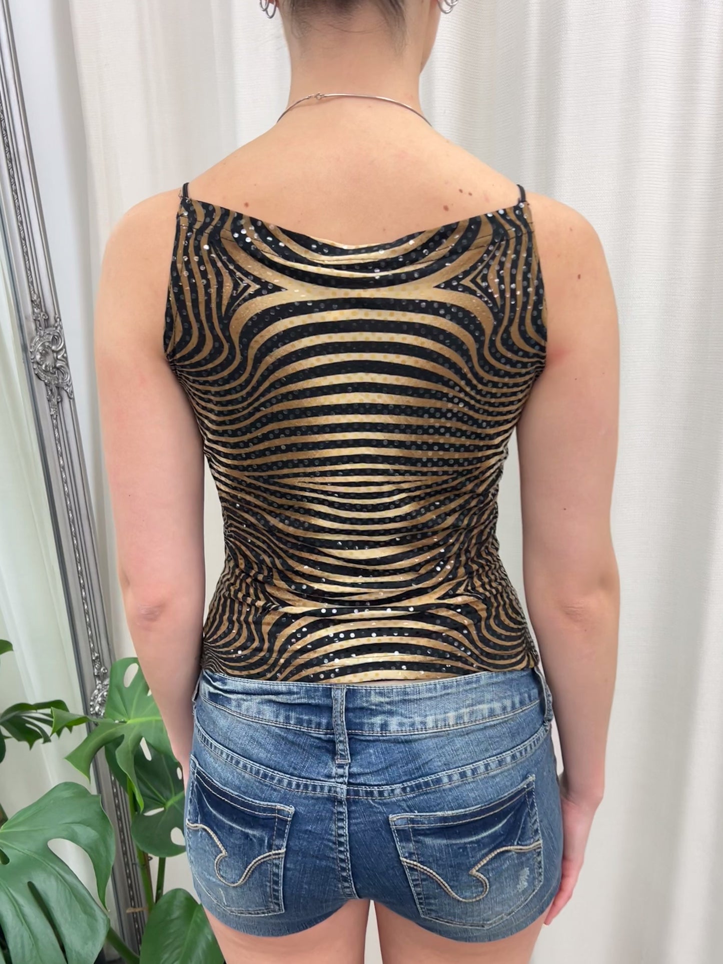 Sequin Graphic Print Tank - Size Small