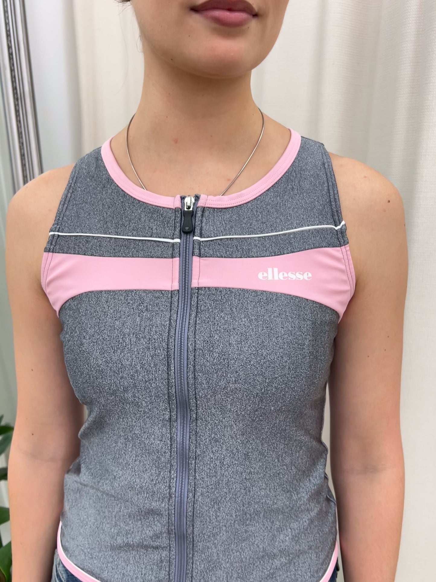 Pink & Grey Ellesse Sports Tank - Size Small