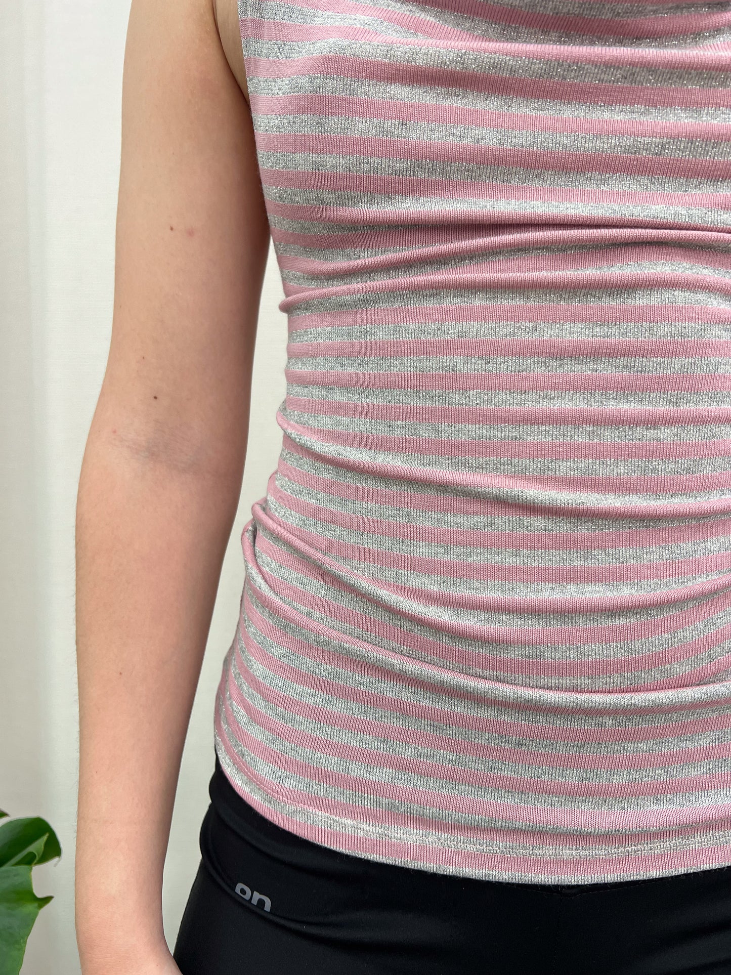 Lola Cowl Neck Top - Pink Grey Stripe