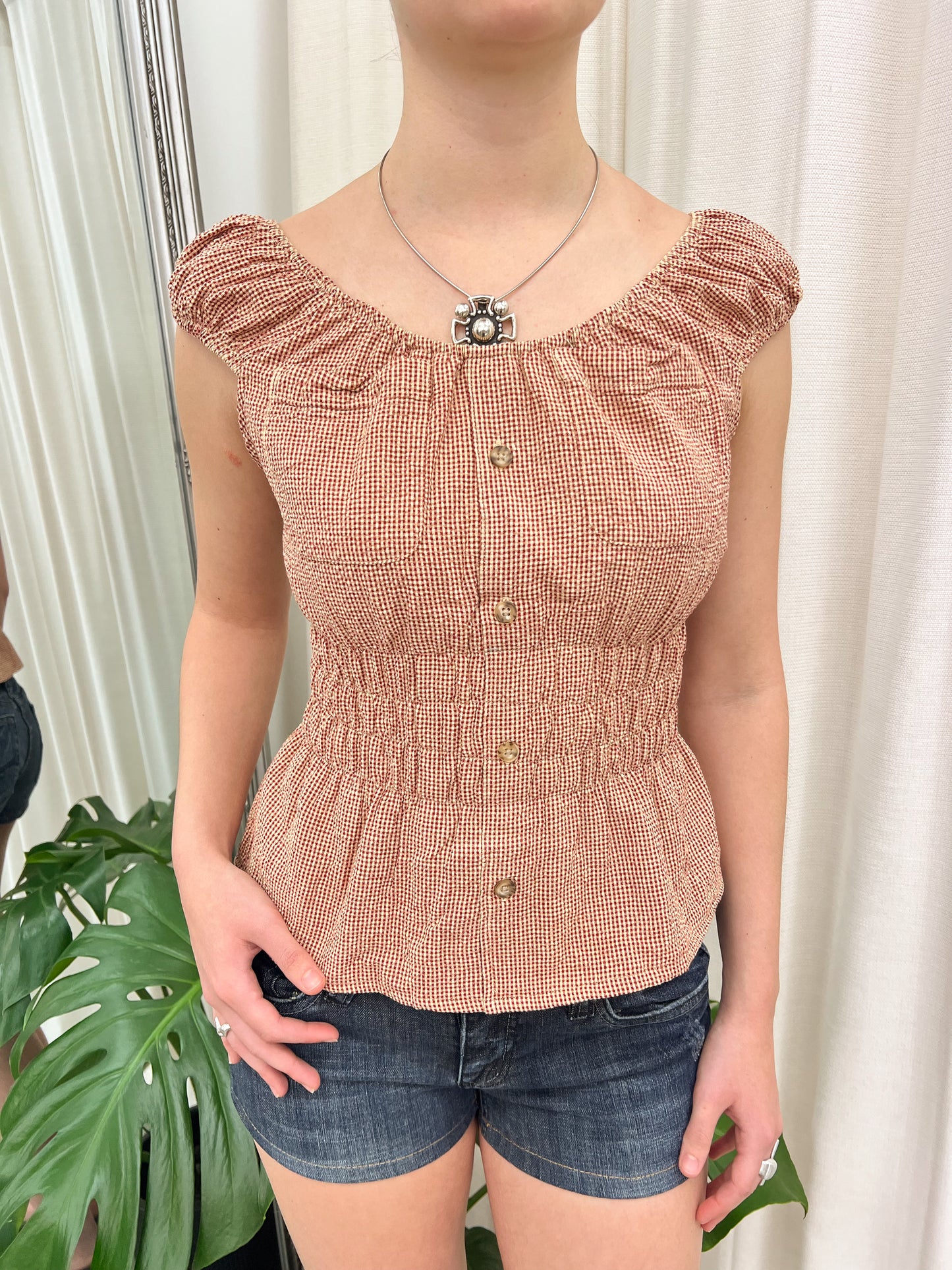 Seersucker Milkmaid Top