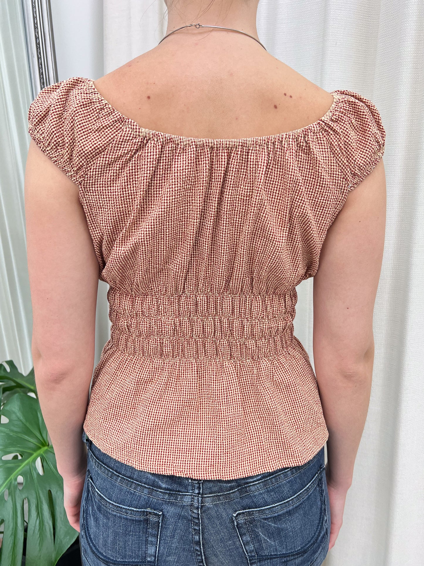 Seersucker Milkmaid Top