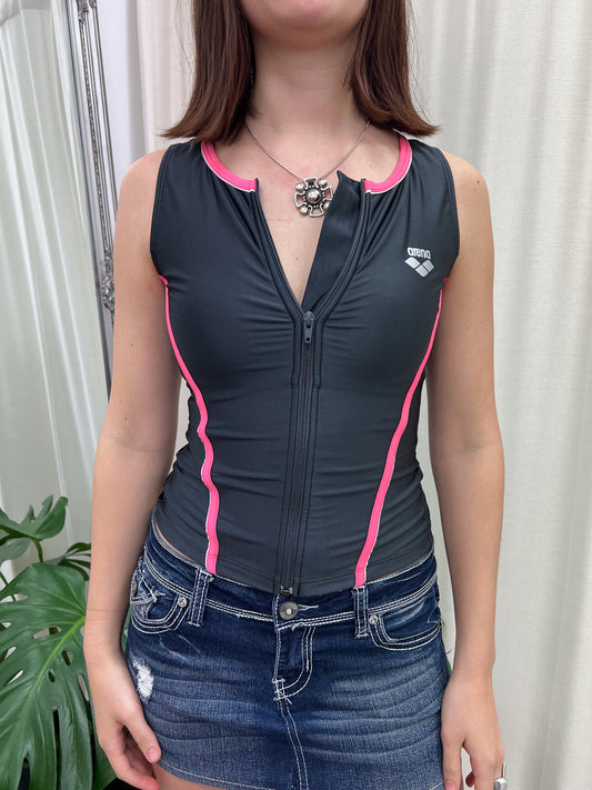 Grey & Pink Arena Sports Tank - Size XS