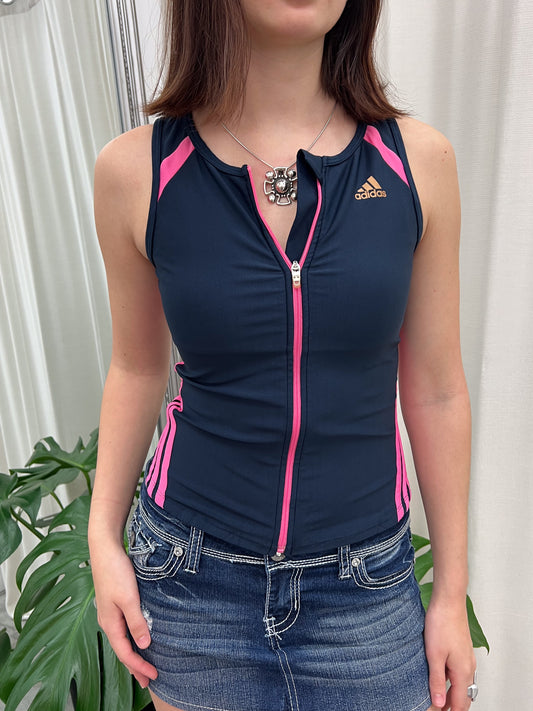 Navy & Pink Adidas Sports Tank - Size XS