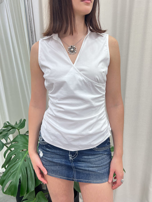 White Sleeveless Blouse - Size S