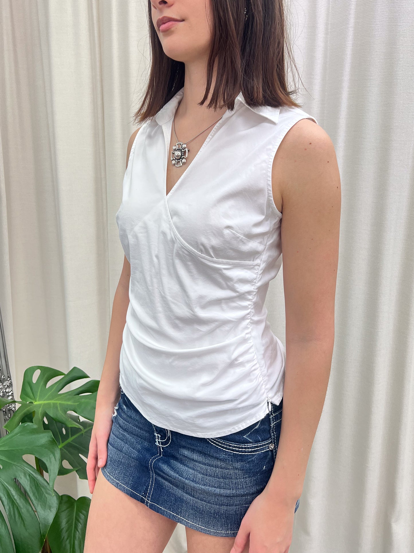 White Sleeveless Blouse - Size S