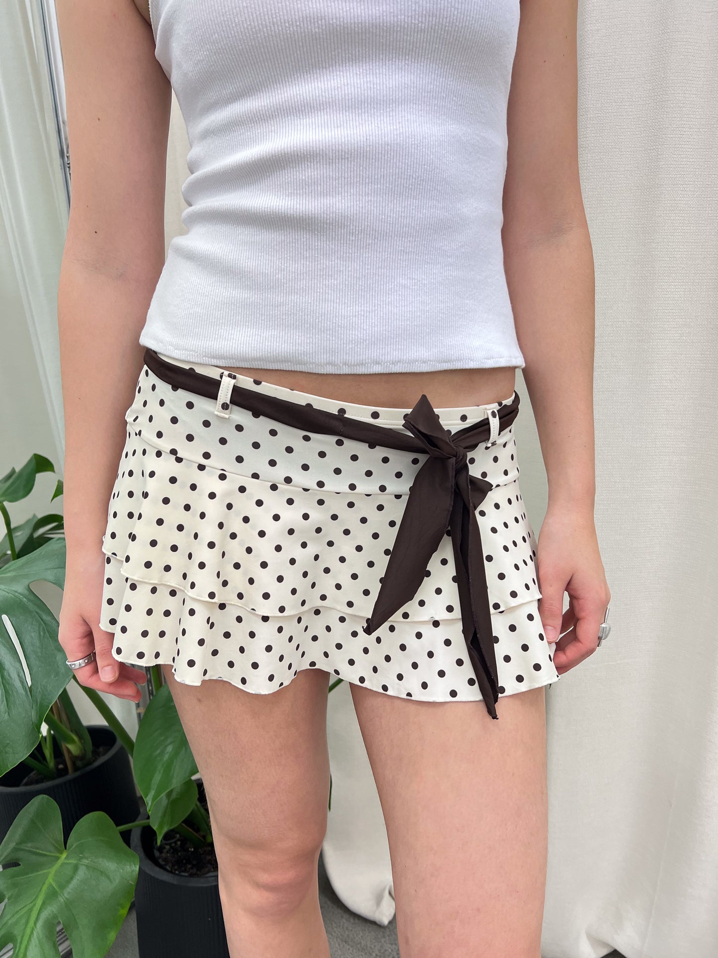 Cream Polka Dot Swim Skirt - Size Small