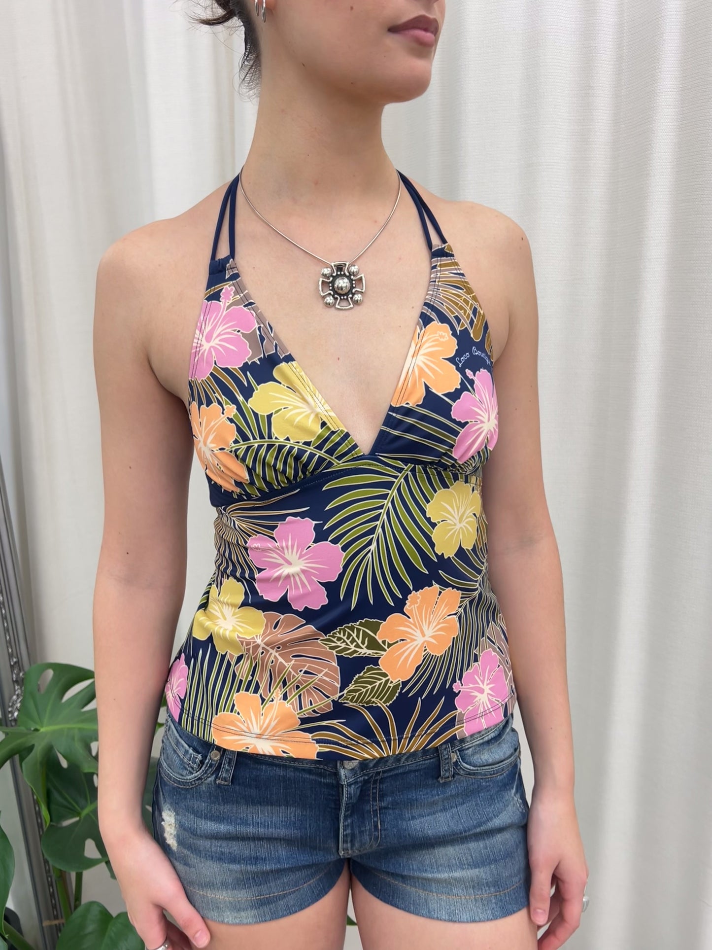 Navy Floral Tankini - Size Small