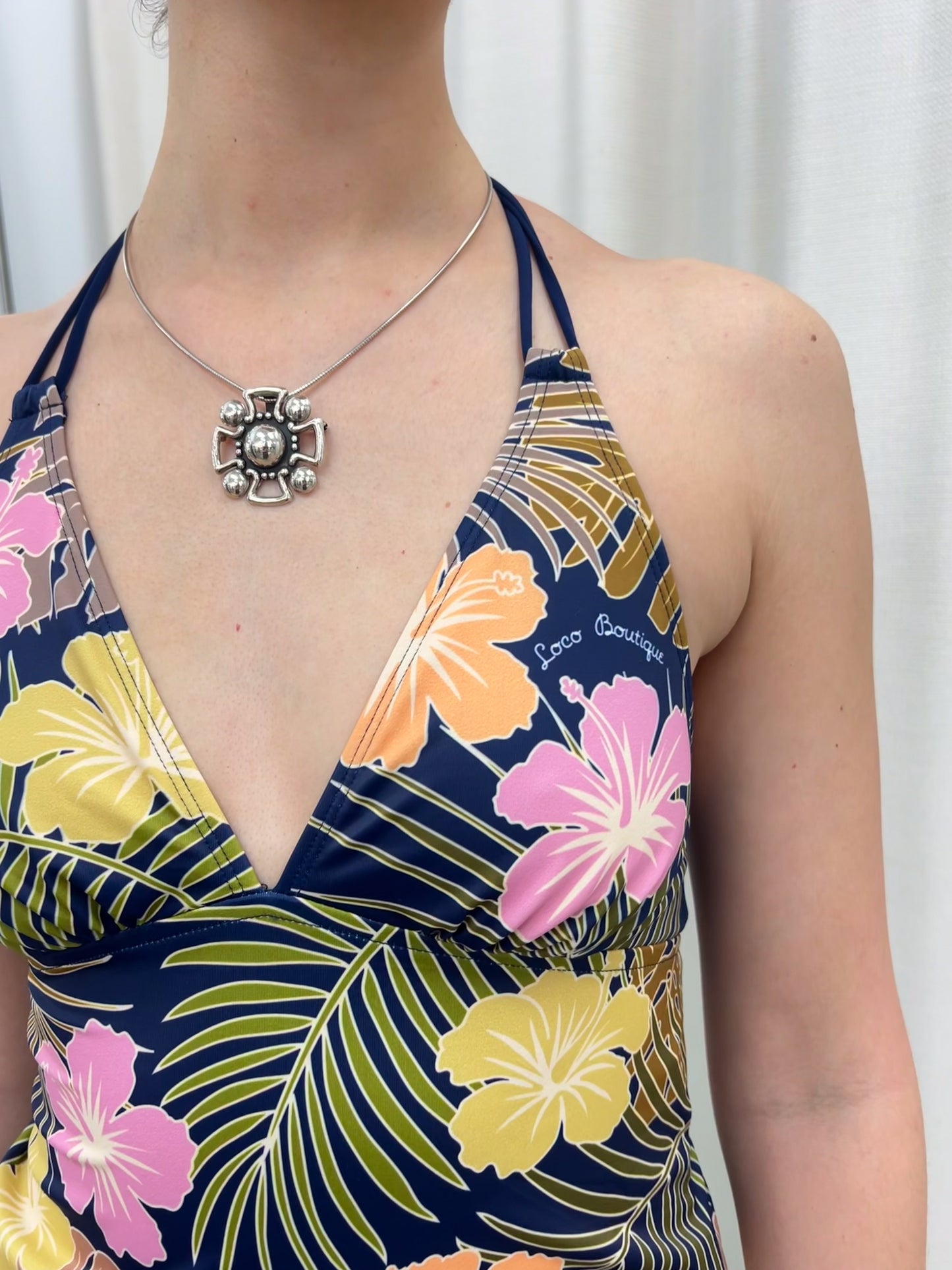 Navy Floral Tankini - Size Small