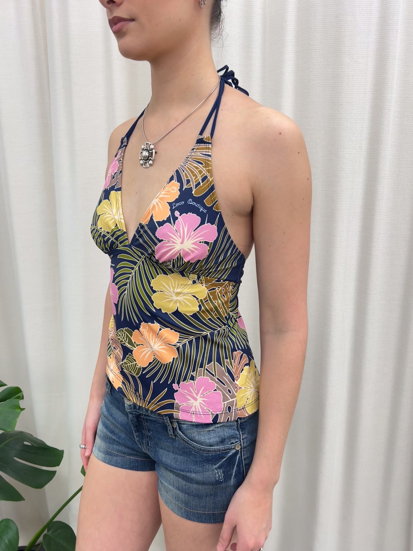 Navy Floral Tankini - Size Small