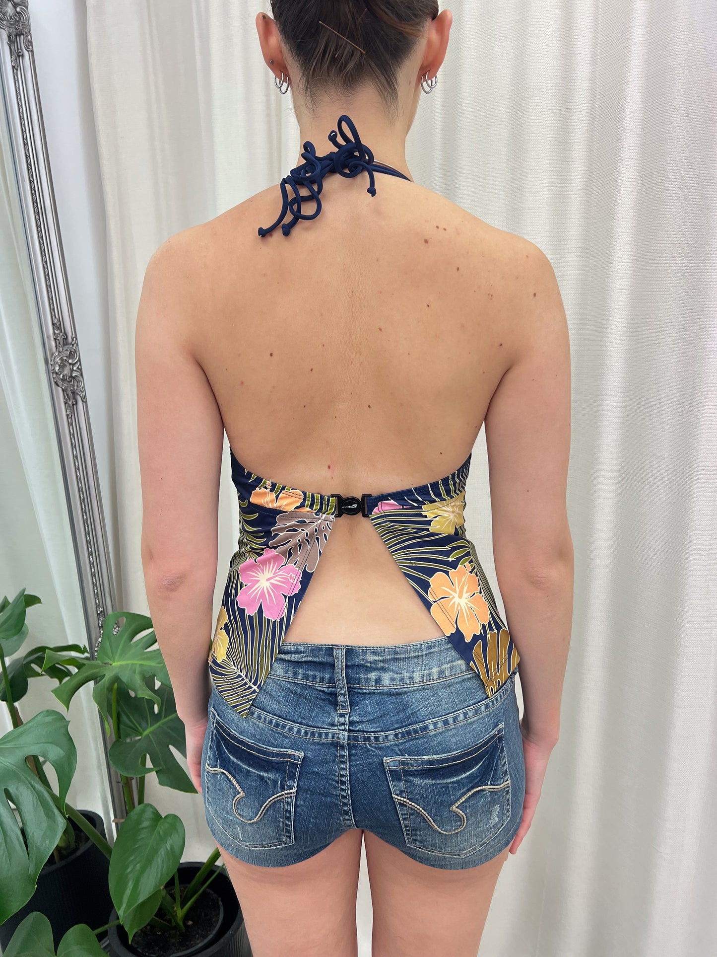 Navy Floral Tankini - Size Small