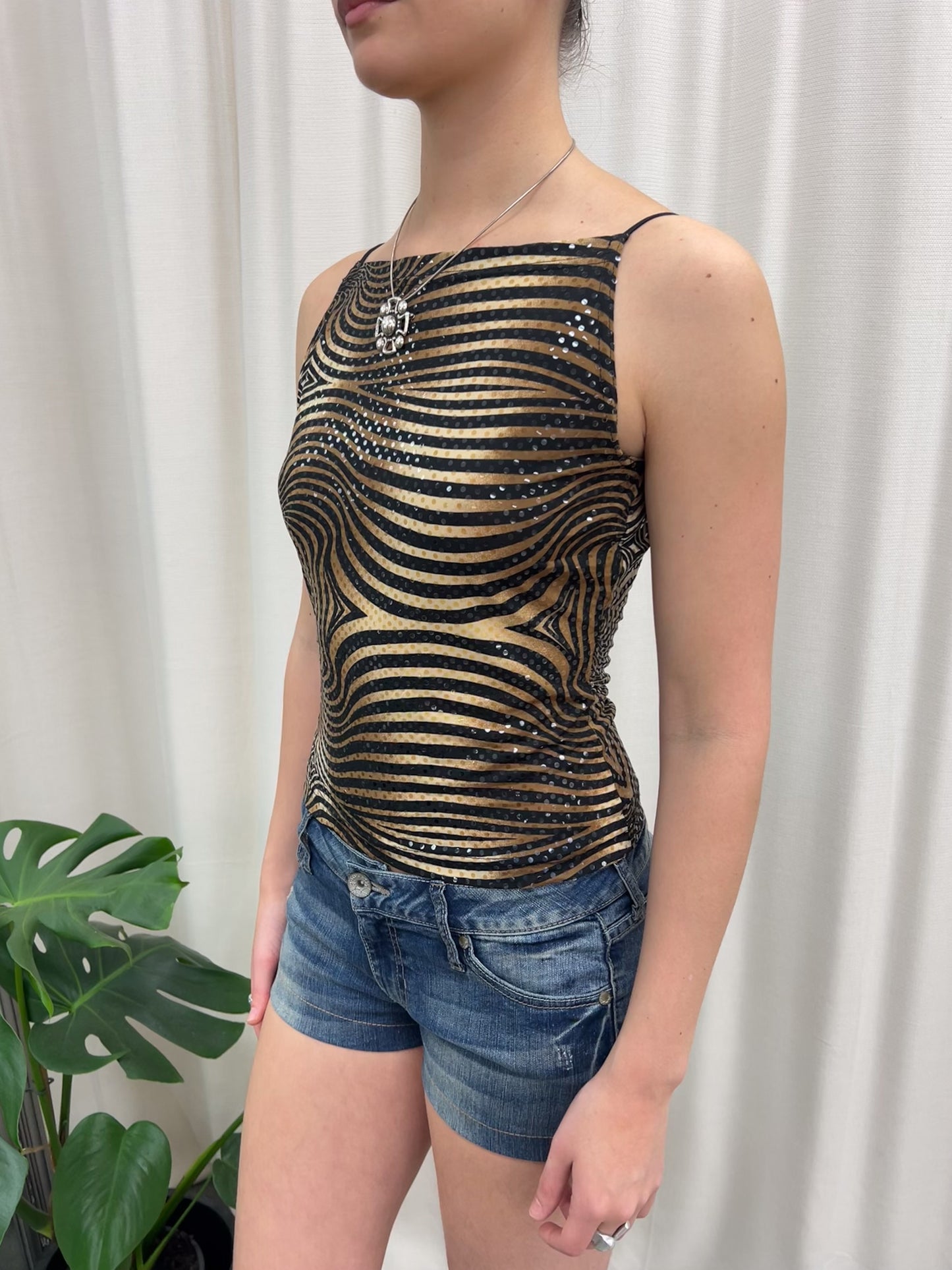 Sequin Graphic Print Tank - Size Small