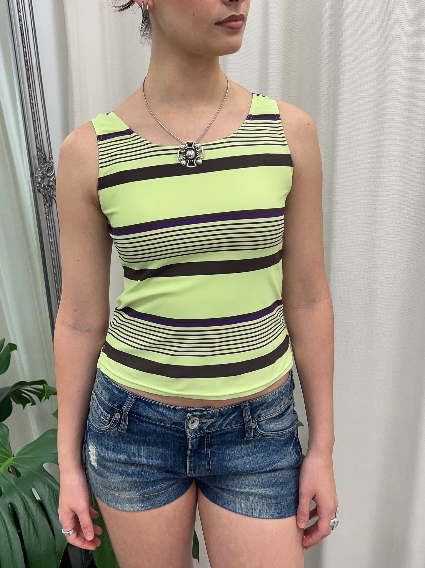 Green Stripe Tankini - Size Small