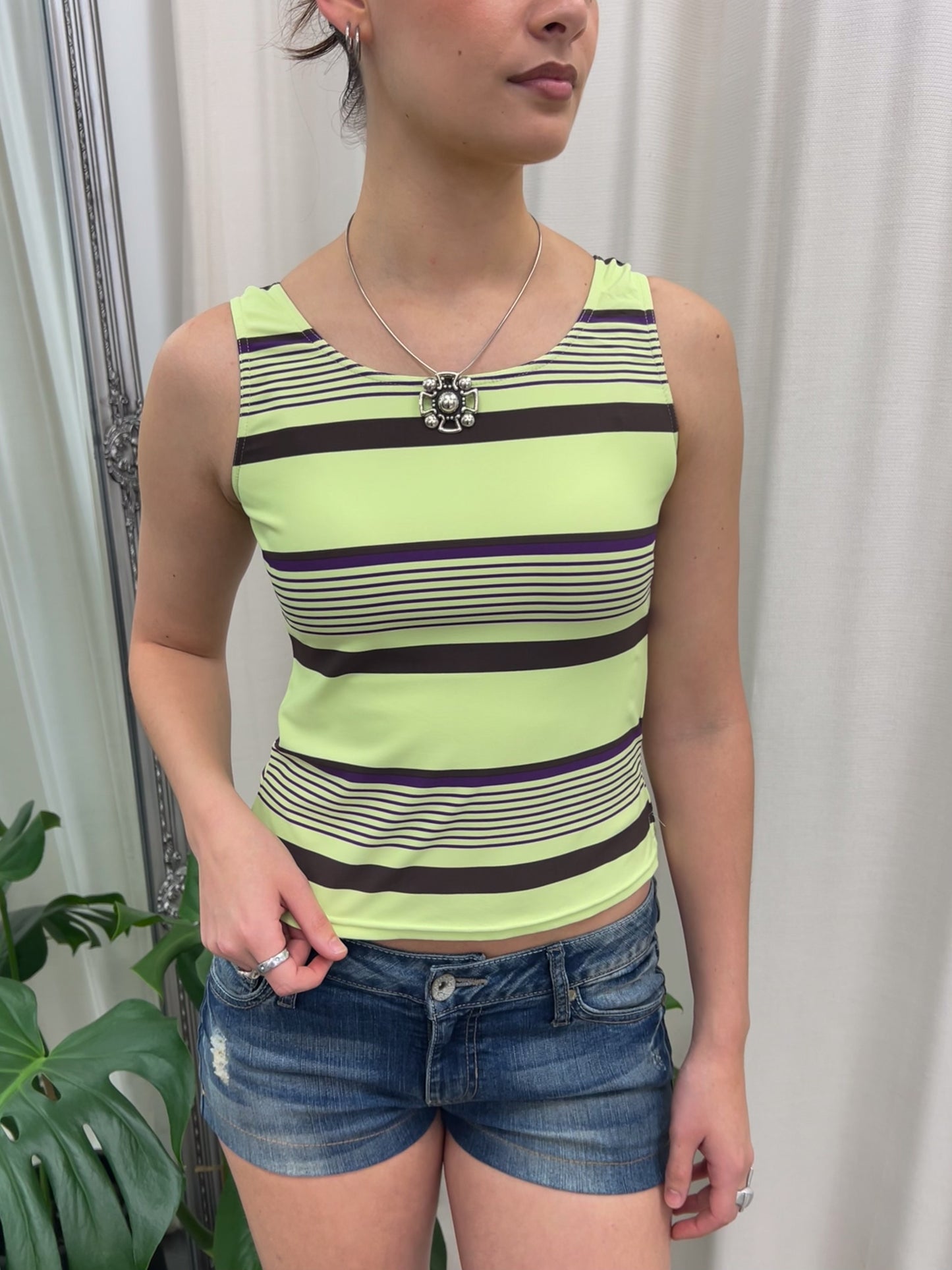 Green Stripe Tankini - Size Small