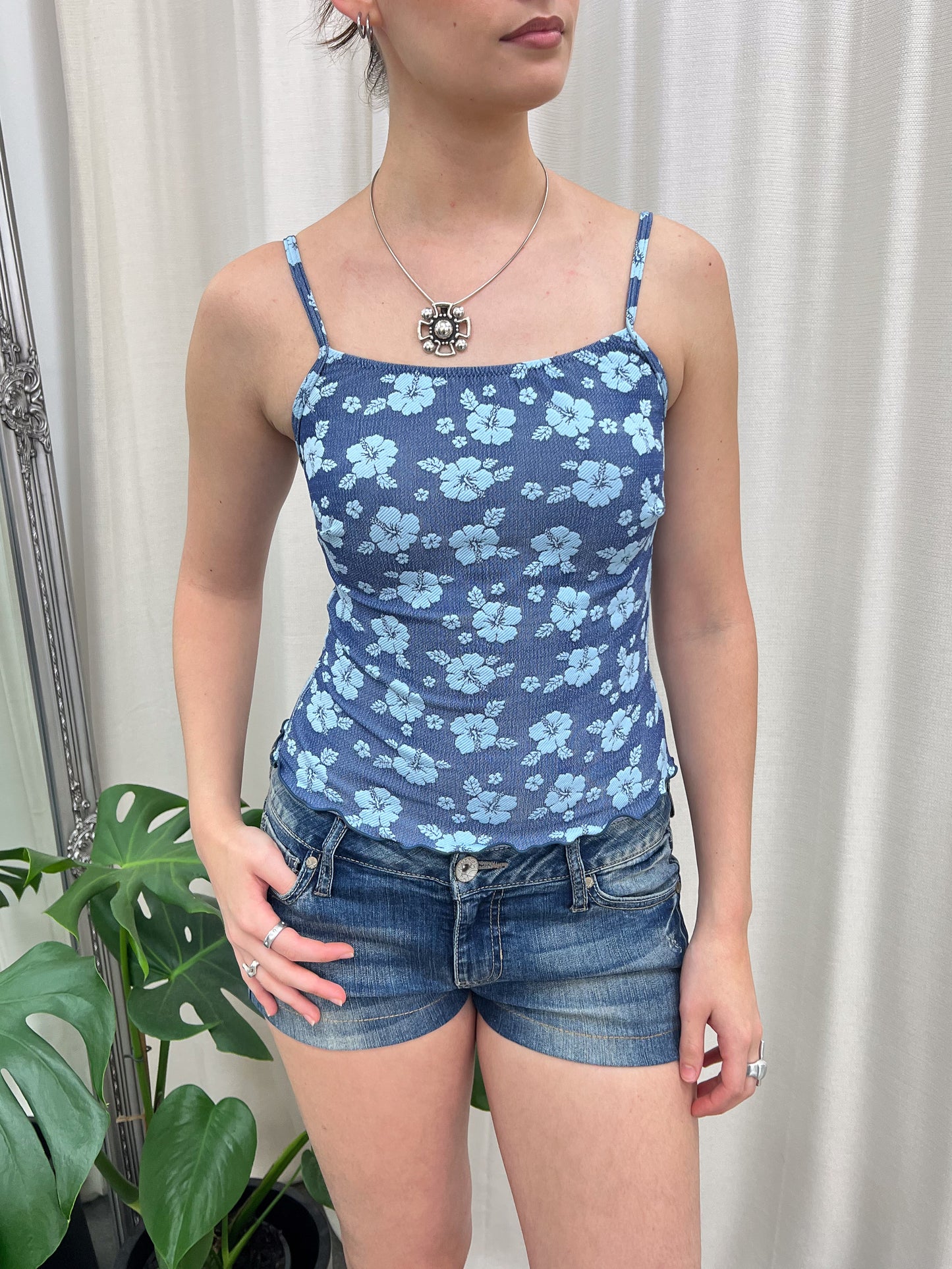 Blue Hibiscus Tankini - Size Extra Small