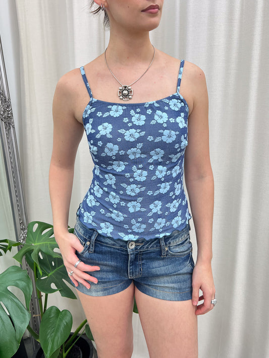 Blue Hibiscus Tankini - Size Extra Small