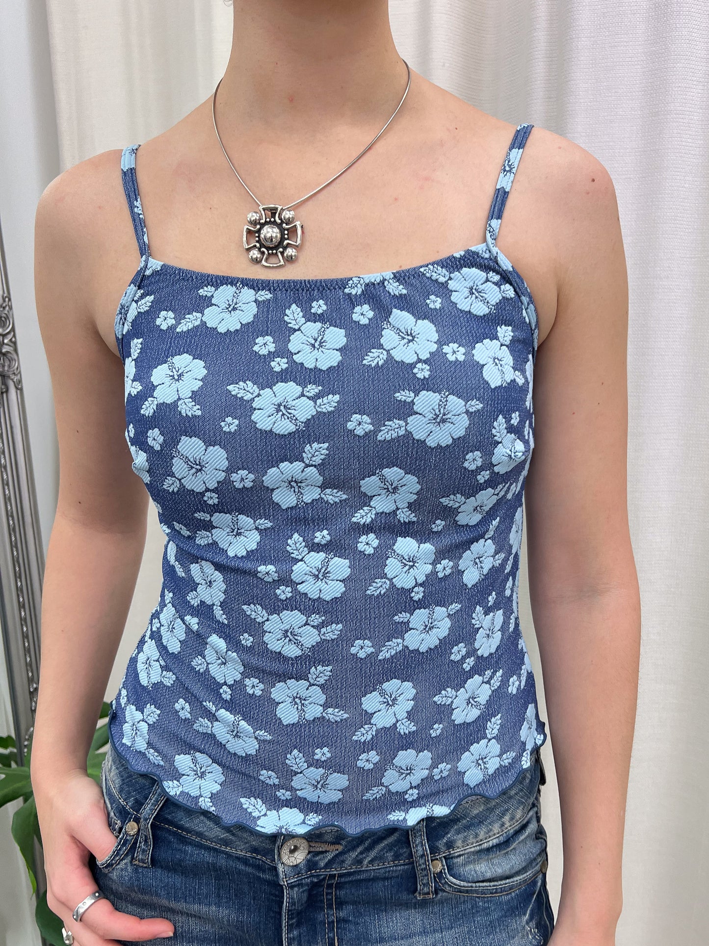 Blue Hibiscus Tankini - Size Extra Small