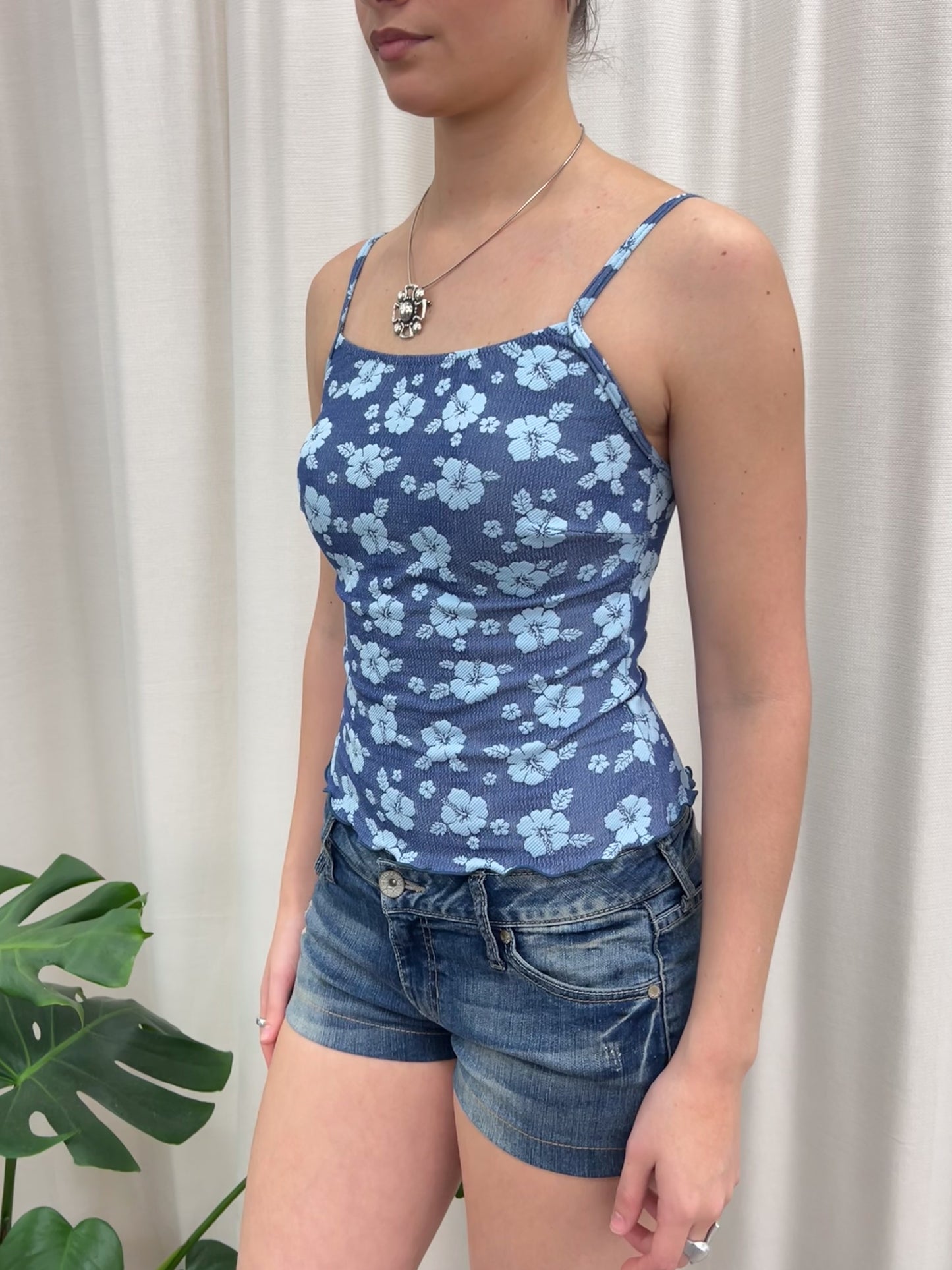 Blue Hibiscus Tankini - Size Extra Small