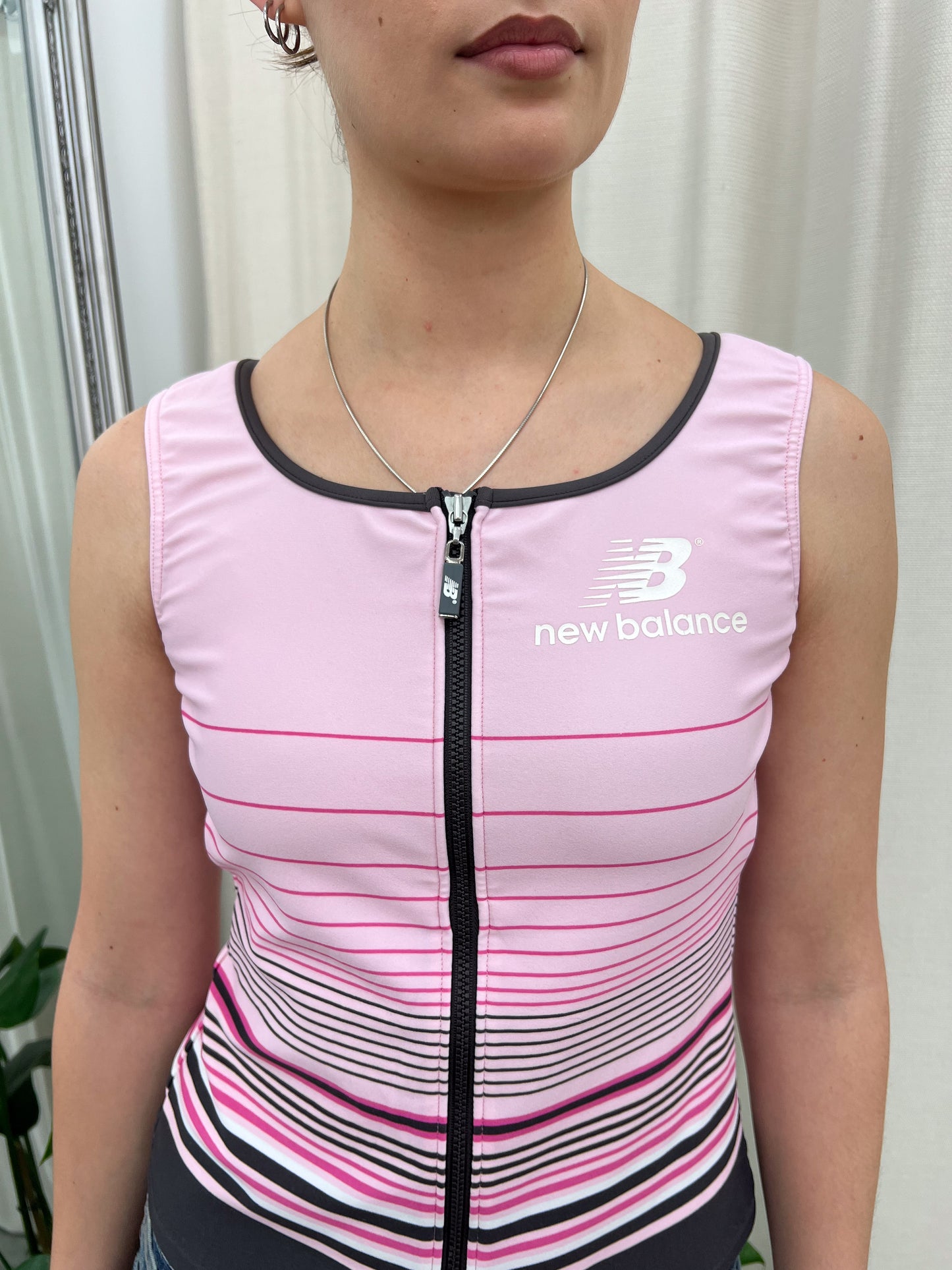 Pink Stripe New Balance Sports Tank - Size Small