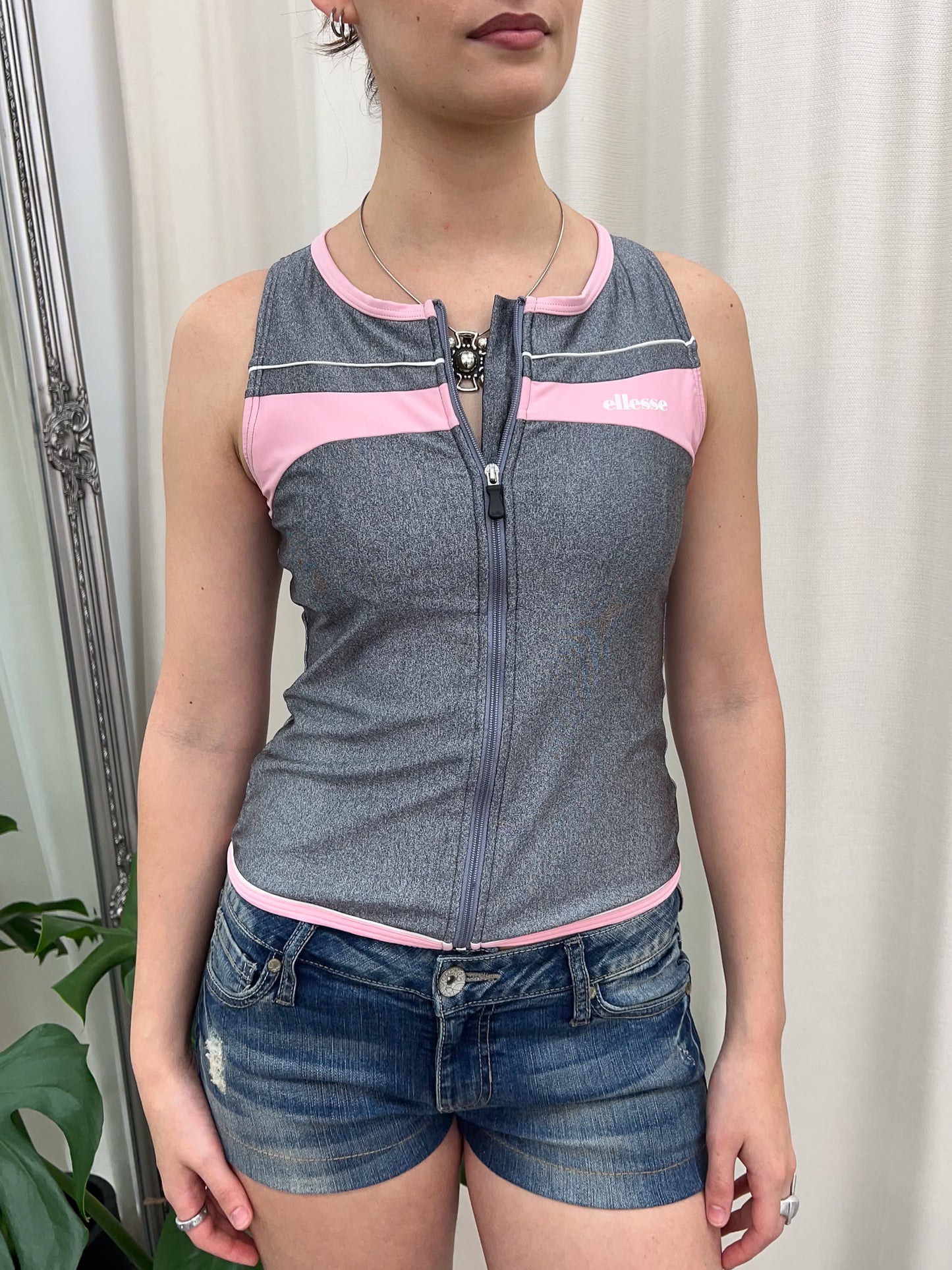 Pink & Grey Ellesse Sports Tank - Size Small