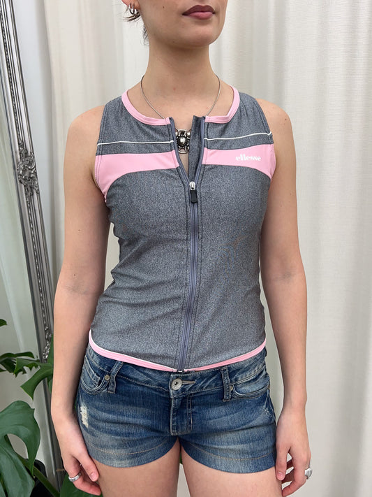 Pink & Grey Ellesse Sports Tank - Size Small