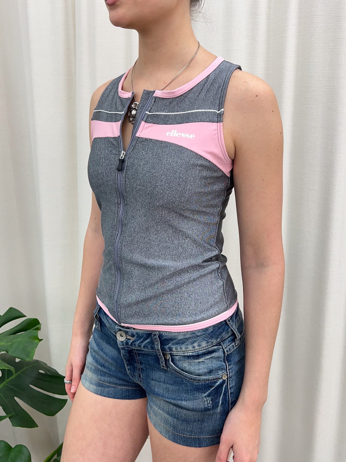 Pink & Grey Ellesse Sports Tank - Size Small
