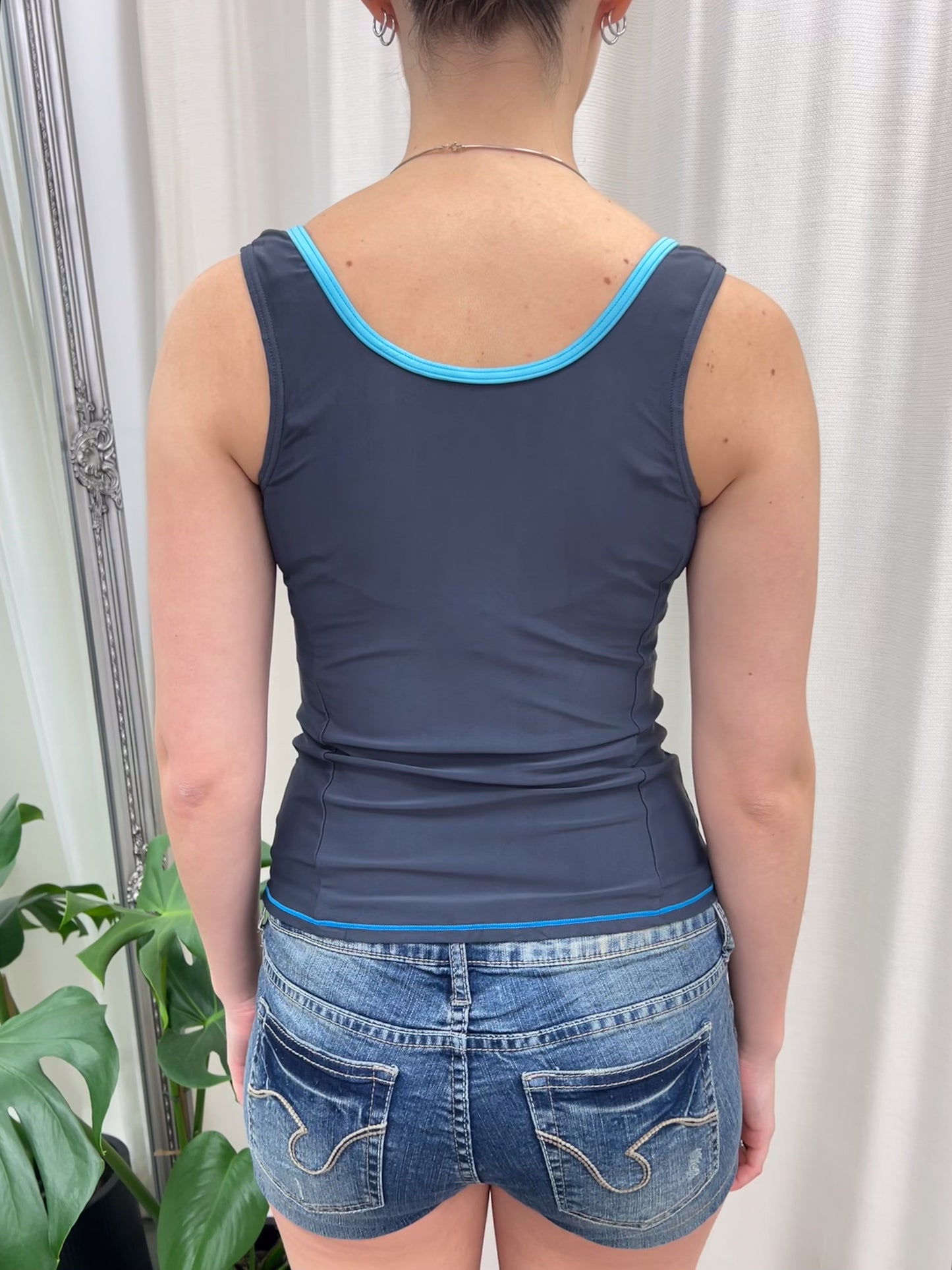 Grey & Blue Ellese Sports Tank - Size Extra Small