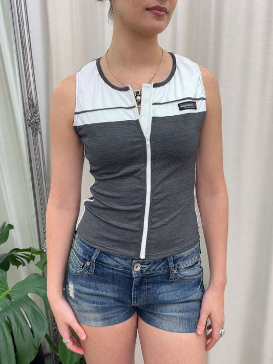 White & Grey New Balance Sports Tank - Size Small