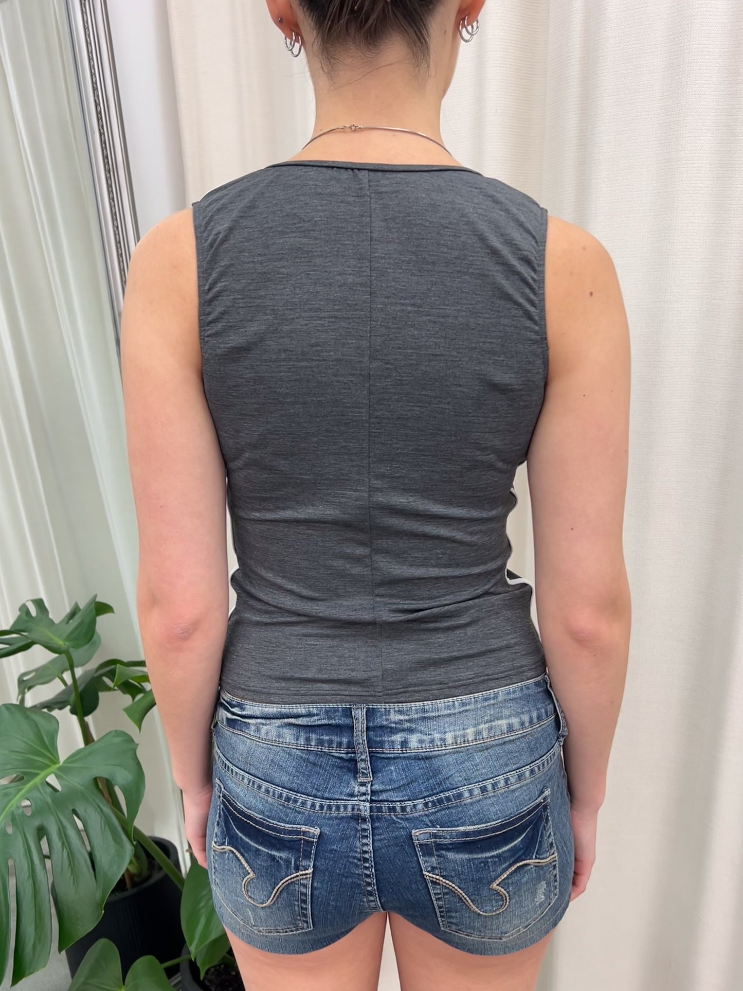 White & Grey New Balance Sports Tank - Size Small