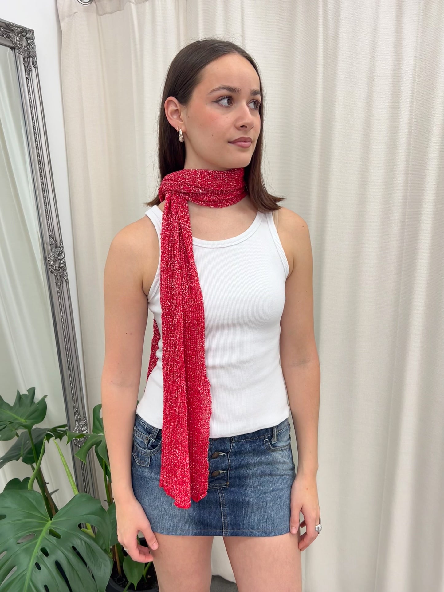 Festival Scarf - Red Lurex
