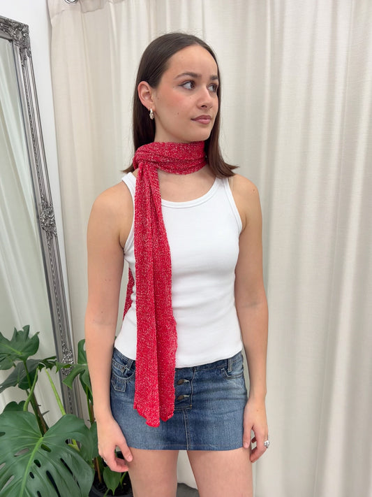 Festival Scarf - Red Lurex